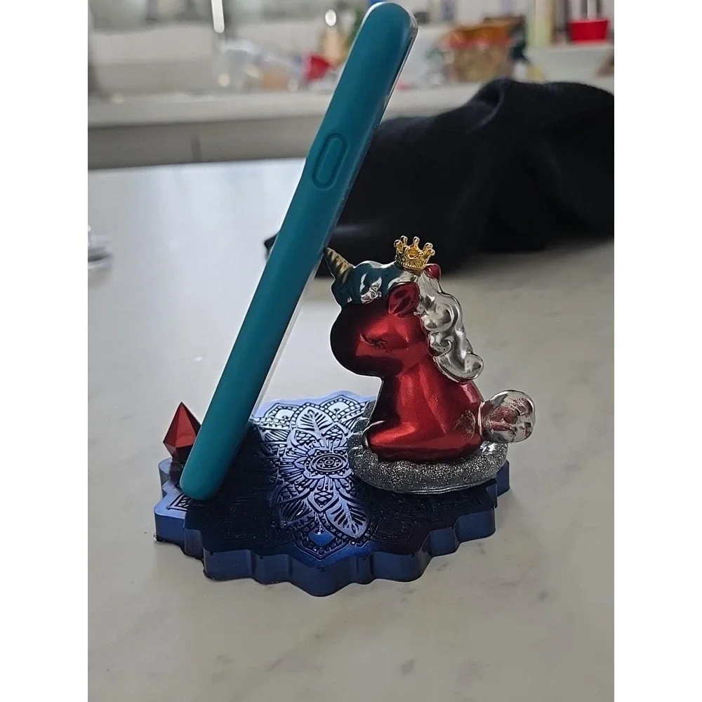 Handmade Resin Cell Phone Holder Red Blue Decoration‎ Gift  692